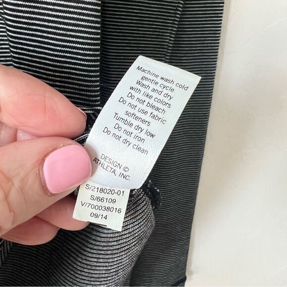 Athleta Women's Large Shanti Micro Stripe Long Sleeve Shirt Top 218020 Black L - Picture 7 of 7